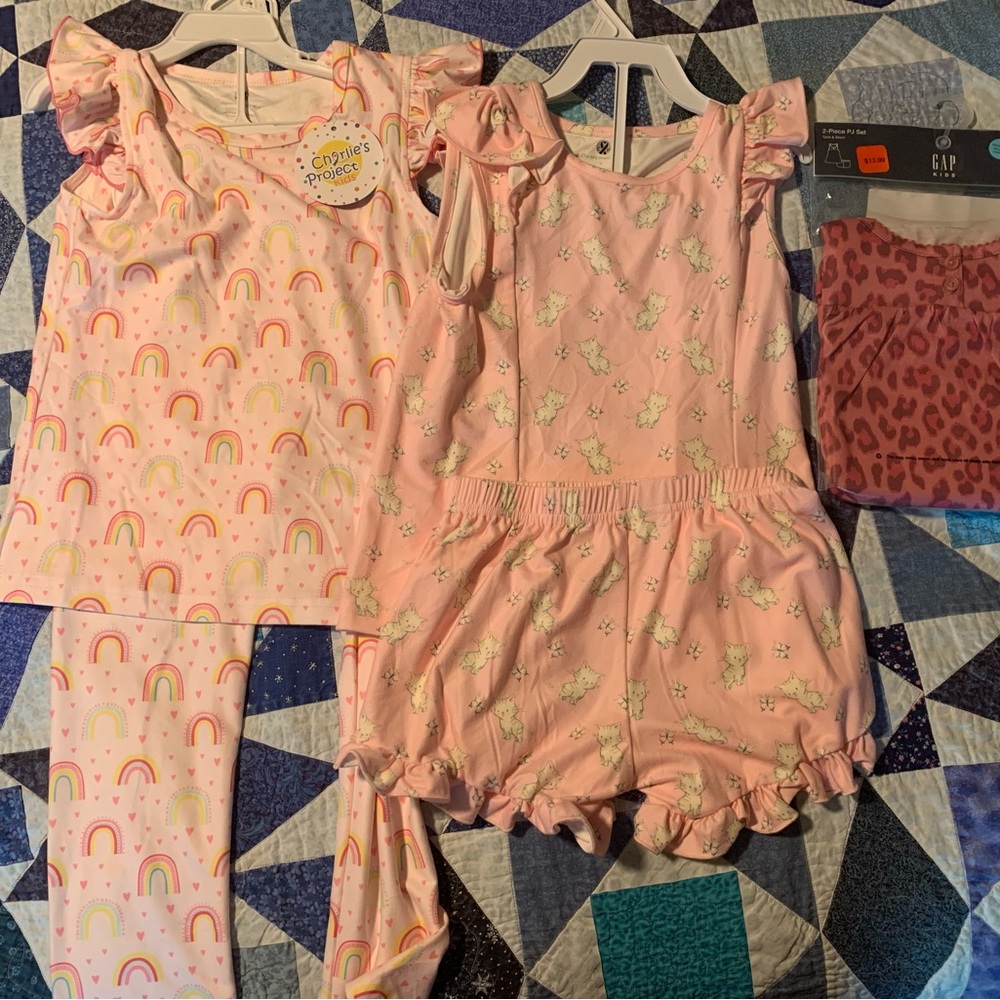Lot of 9 size 6 6x girls pjs 18 pieces all new! Carters, Gap Charlie’s Project
